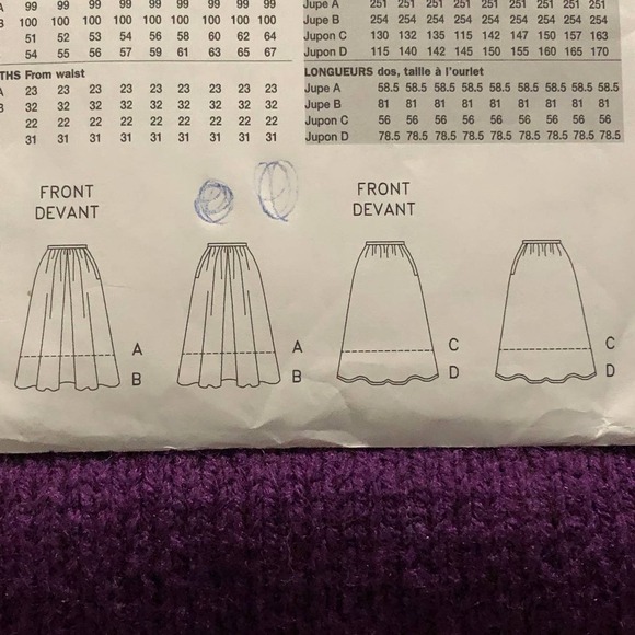 Vogue Pattern 7689 swing midi maxi skirt sz 12 - Picture 4 of 8